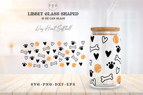 16oz Libbey Can Glass Baseball Dog Mom