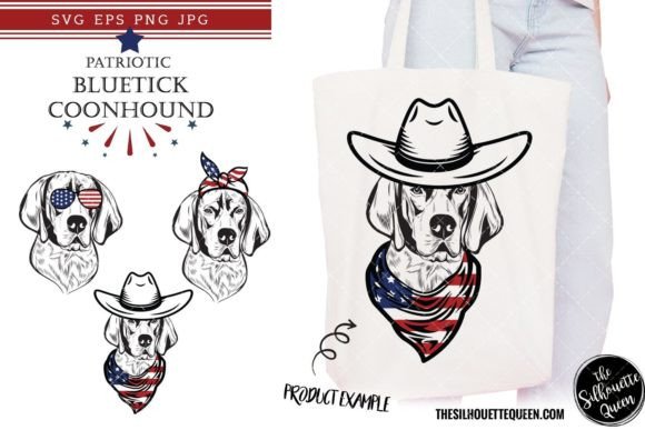 Bluetick Coonhound Dog Patriotic Cut Fil