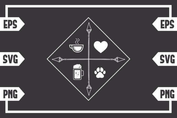 Coffee Heart Beer and Dog Paw