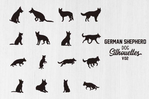 German Shepherd Dog Silhouettes -V02
