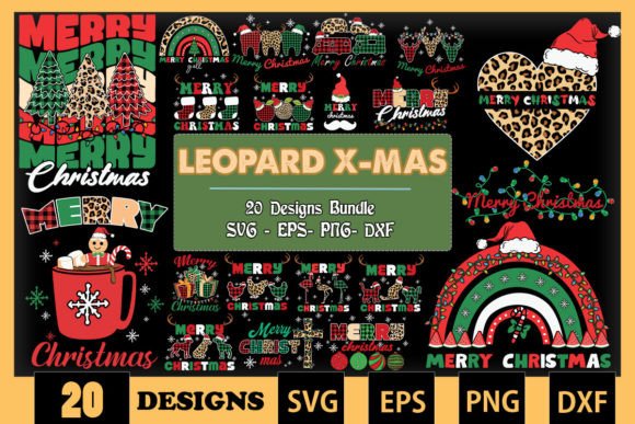 Leopard Christmas Bundle SVG 20 Designs