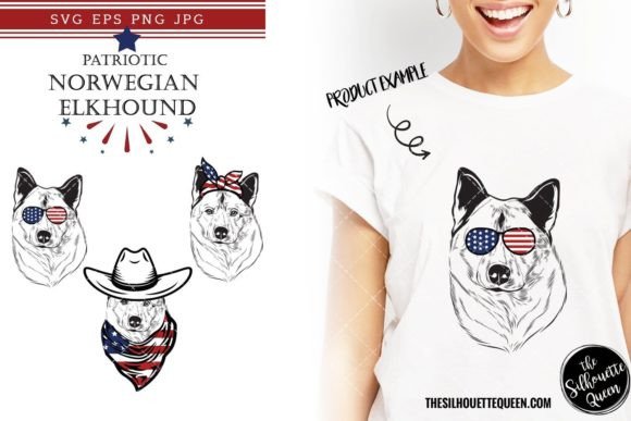 Norwegian Elkhound Dog Patriotic Cut Fil