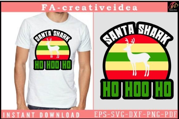 Santa Shark Ho Hoo Ho Stickers Svg