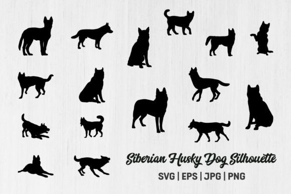 Siberian Husky Dog Silhouettes