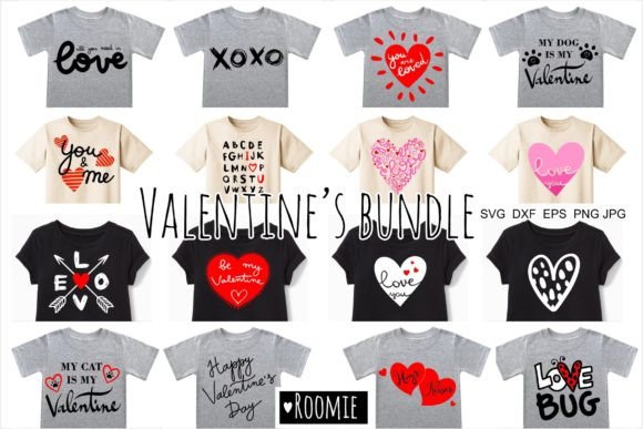 Valentine Bundle Heart, I Love You Svg